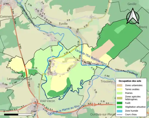 Carte en couleurs présentant l'occupation des sols.