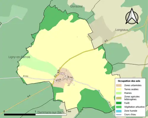 Carte en couleurs présentant l'occupation des sols.