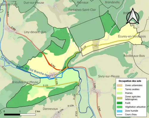 Carte en couleurs présentant l'occupation des sols.