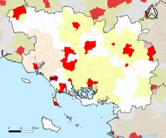 Localisation de l'aire d'attraction de Belz dans le département du Morbihan.