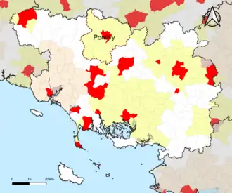 Localisation de l'aire d'attraction de Pontivy dans le département du Morbihan.