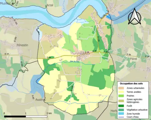 Carte en couleurs présentant l'occupation des sols.