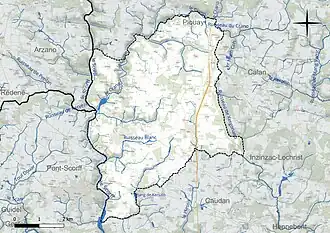 Carte du réseau hydrographique de Cléguer.