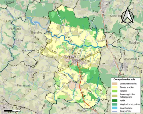 Carte en couleurs présentant l'occupation des sols.