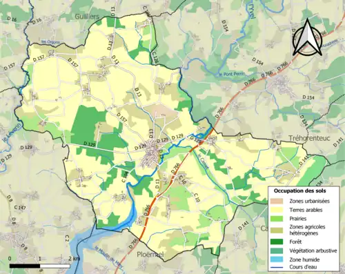Carte en couleurs présentant l'occupation des sols.
