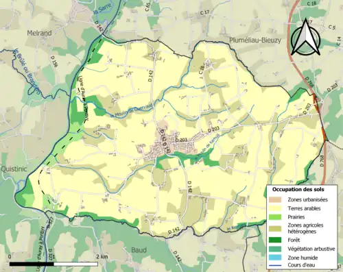 Carte en couleurs présentant l'occupation des sols.