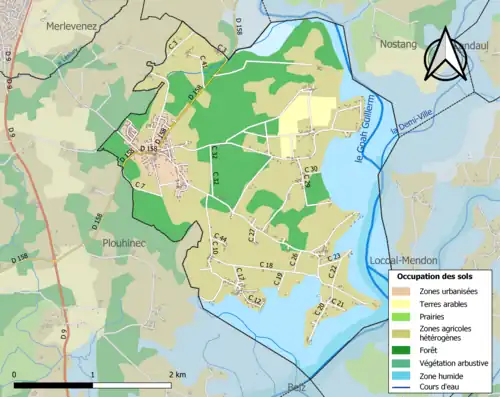 Carte en couleurs présentant l'occupation des sols.
