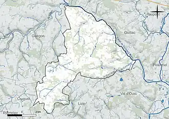 Carte du réseau hydrographique de la commune de Saint-Servant.