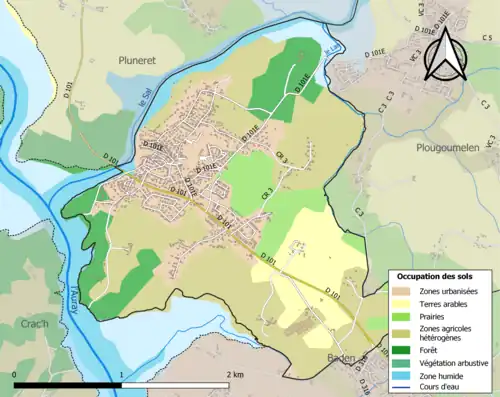 Carte en couleurs présentant l'occupation des sols.