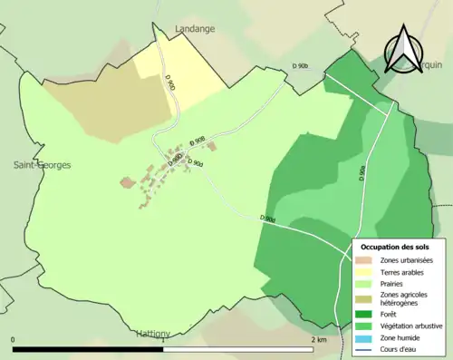 Carte en couleurs présentant l'occupation des sols.