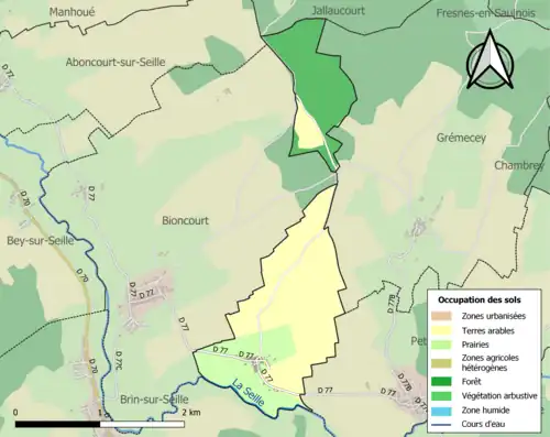 Carte en couleurs présentant l'occupation des sols.