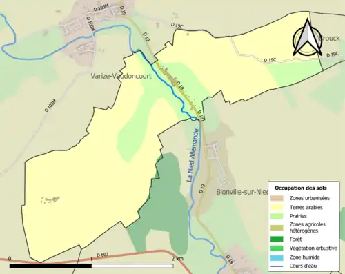 Carte en couleurs présentant l'occupation des sols.