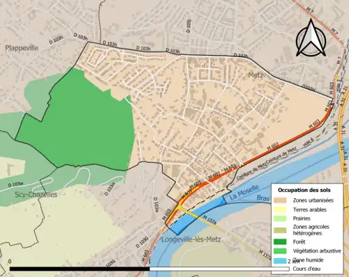 Carte en couleurs présentant l'occupation des sols.