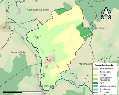Carte en couleurs présentant l'occupation des sols.