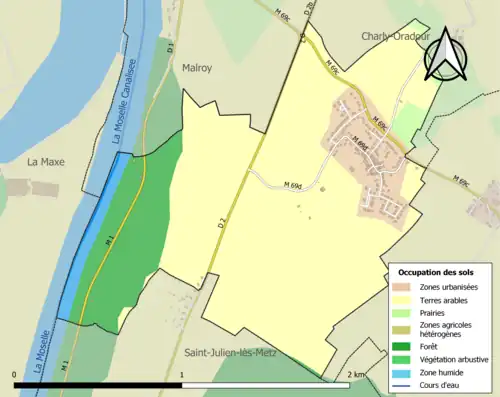 Carte en couleurs présentant l'occupation des sols.