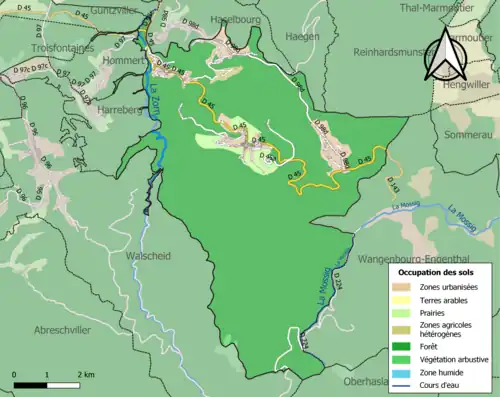 Carte en couleurs présentant l'occupation des sols.