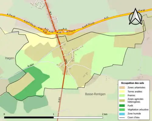 Carte en couleurs présentant l'occupation des sols.
