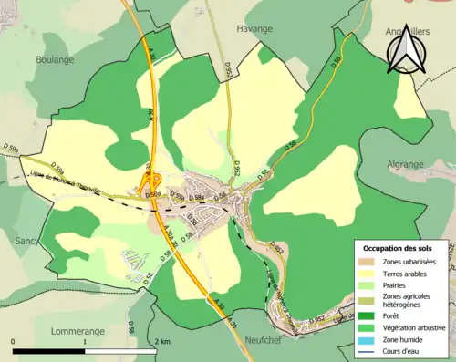 Carte en couleurs présentant l'occupation des sols.