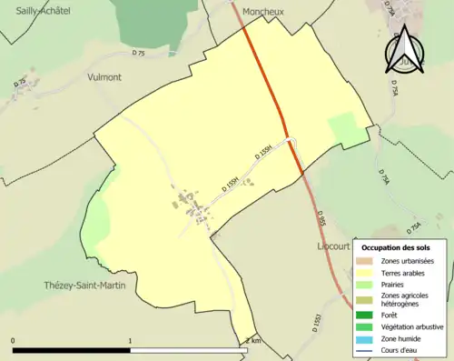 Carte en couleurs présentant l'occupation des sols.