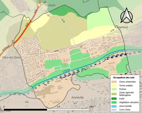 Carte en couleurs présentant l'occupation des sols.