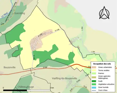 Carte en couleurs présentant l'occupation des sols.