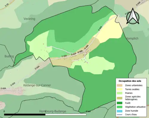 Carte en couleurs présentant l'occupation des sols.