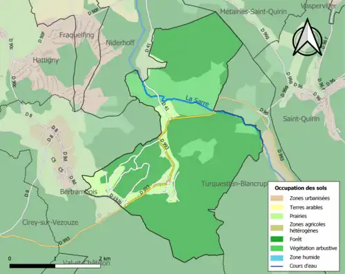 Carte en couleurs présentant l'occupation des sols.