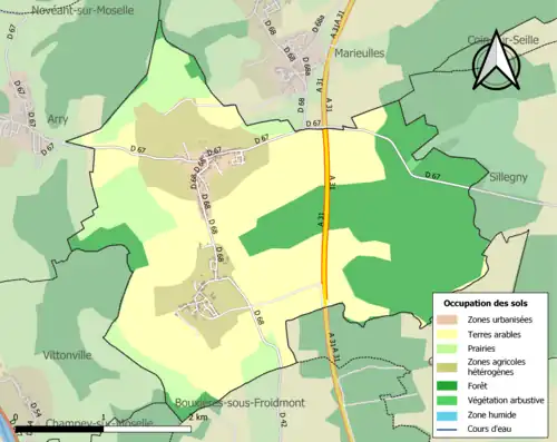 Carte en couleurs présentant l'occupation des sols.