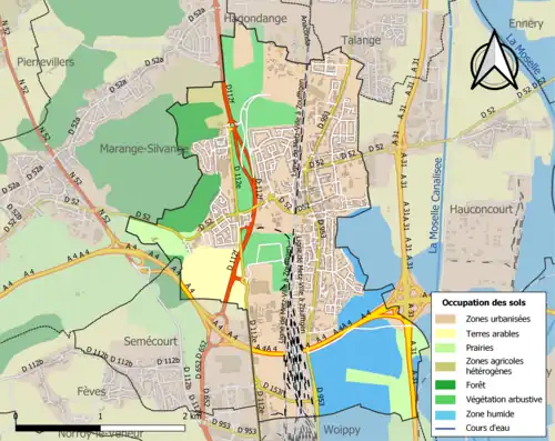 Carte en couleurs présentant l'occupation des sols.