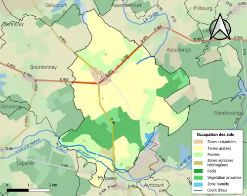 Carte en couleurs présentant l'occupation des sols.