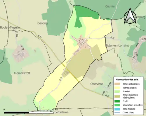 Carte en couleurs présentant l'occupation des sols.