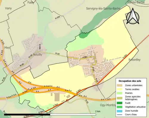 Carte en couleurs présentant l'occupation des sols.
