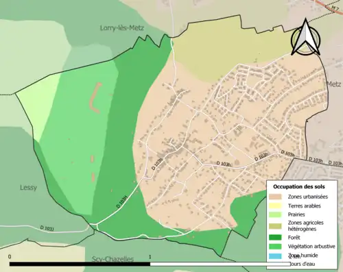 Carte en couleurs présentant l'occupation des sols.