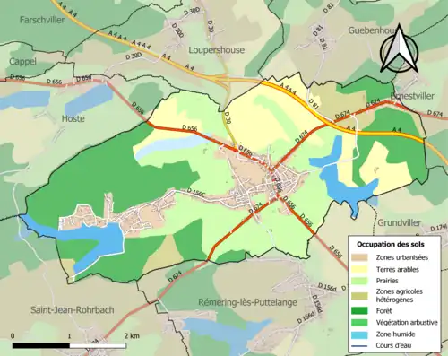 Carte en couleurs présentant l'occupation des sols.