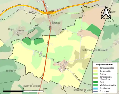 Carte en couleurs présentant l'occupation des sols.