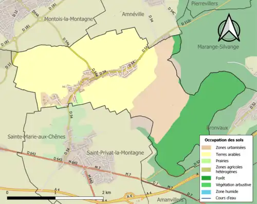 Carte en couleurs présentant l'occupation des sols.