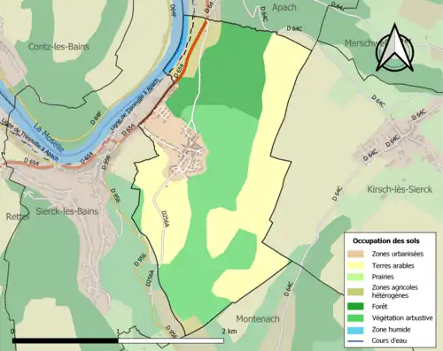 Carte en couleurs présentant l'occupation des sols.