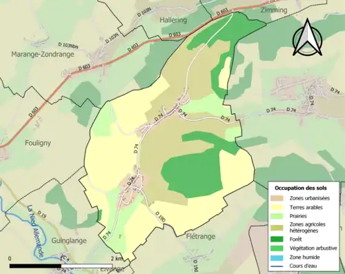 Carte en couleurs présentant l'occupation des sols.