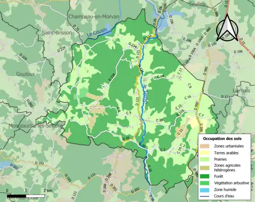 Carte en couleurs présentant l'occupation des sols.