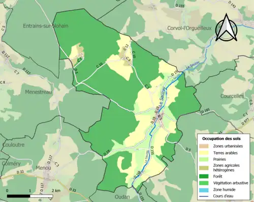 Carte en couleurs présentant l'occupation des sols.