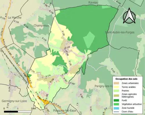 Carte en couleurs présentant l'occupation des sols.