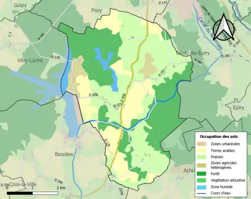 Carte en couleurs présentant l'occupation des sols.