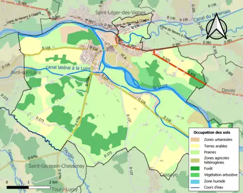 Carte en couleurs présentant l'occupation des sols.