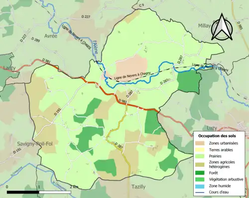 Carte en couleurs présentant l'occupation des sols.