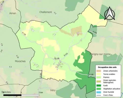 Carte en couleurs présentant l'occupation des sols.