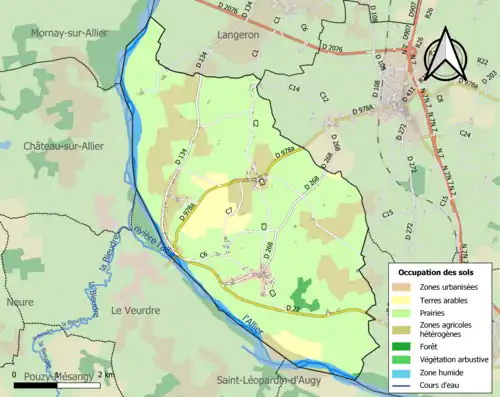 Carte en couleurs présentant l'occupation des sols.