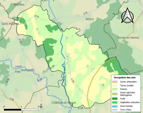 Carte en couleurs présentant l'occupation des sols.