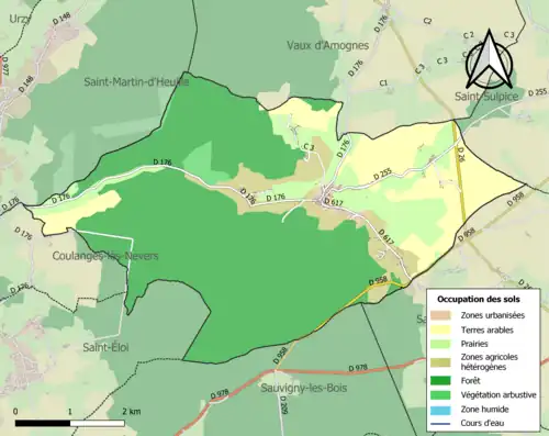 Carte en couleurs présentant l'occupation des sols.