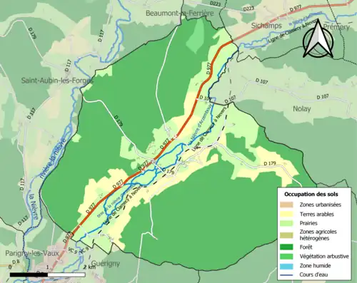 Carte en couleurs présentant l'occupation des sols.
