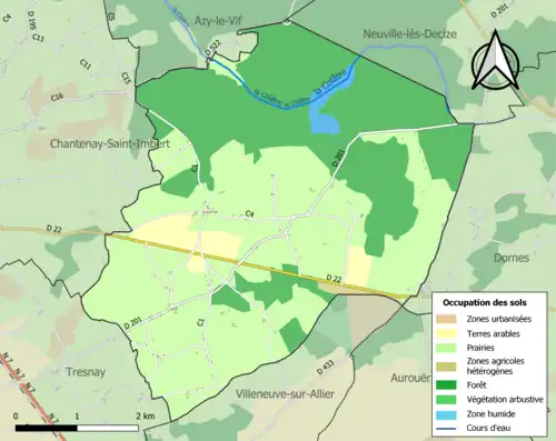 Carte en couleurs présentant l'occupation des sols.